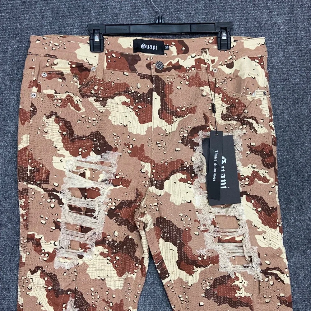 Guapi Limited Edition Drops Men's 38 Red Camo Distressed‎ Skinny Fit Jeans Urban